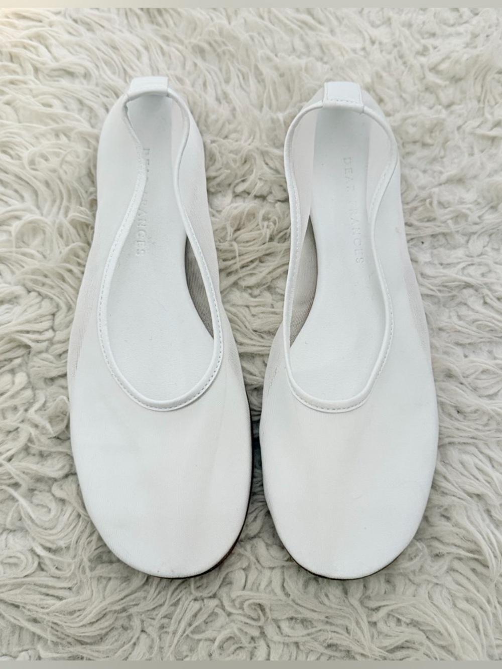 Dear Frances White Leather Ballet Flats with Rounded Toe